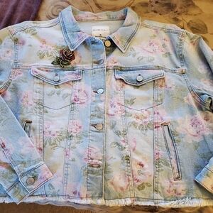 Celebrity Pink Floral Jean Jacket - Light Blue and Pink